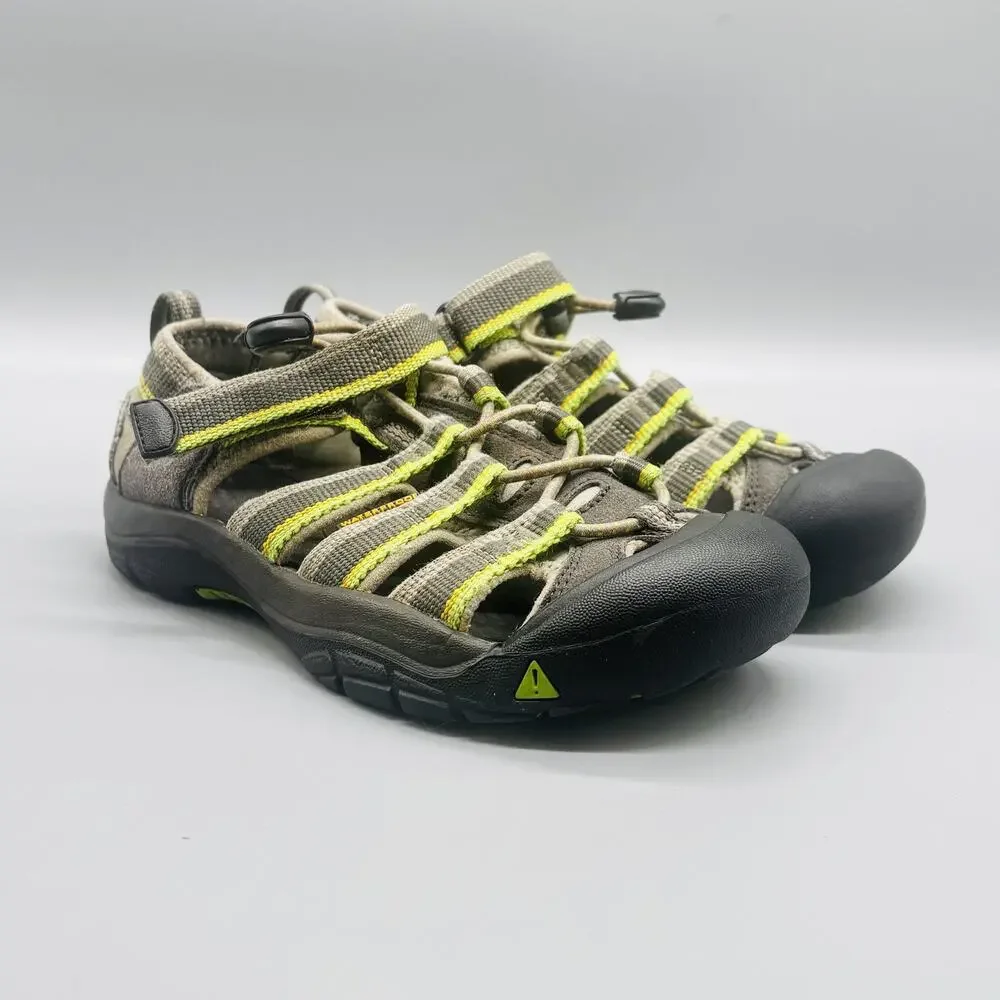 Keen Sandals Youth 2 Gray Lime Newport H2 Strappy Closed Toe Water Hiking Shoes